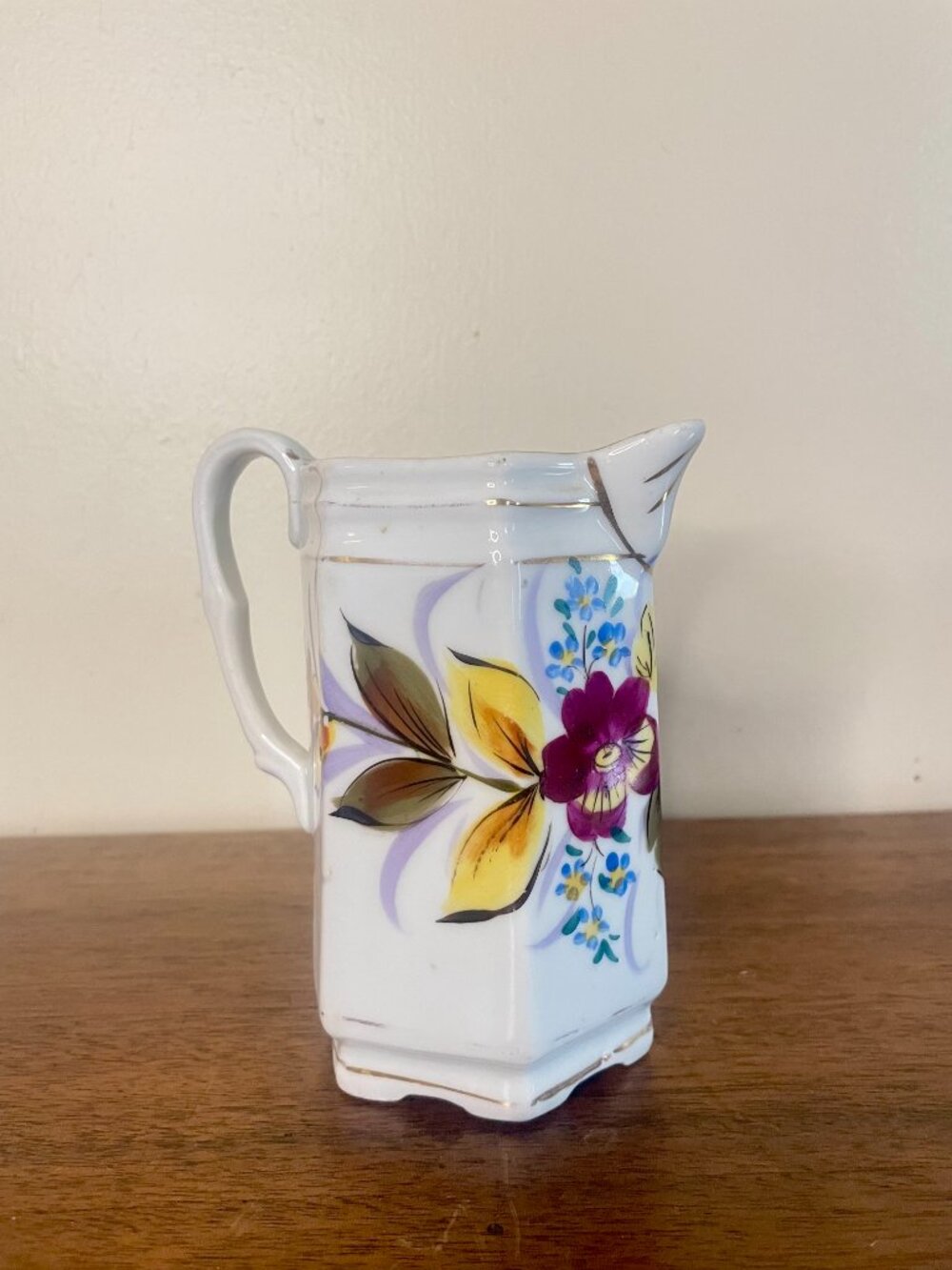 Vintage Floral White Creamer